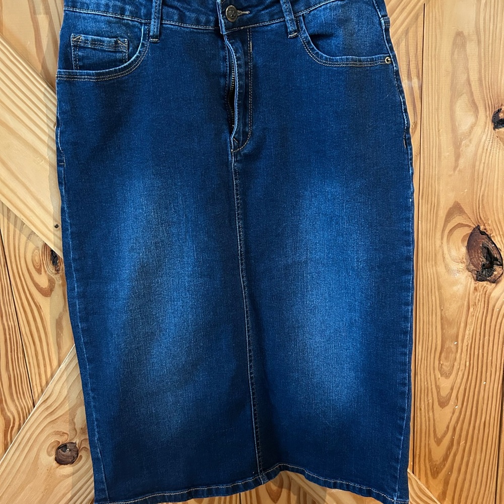 The Main Street Exchange Midi Denim Skirt